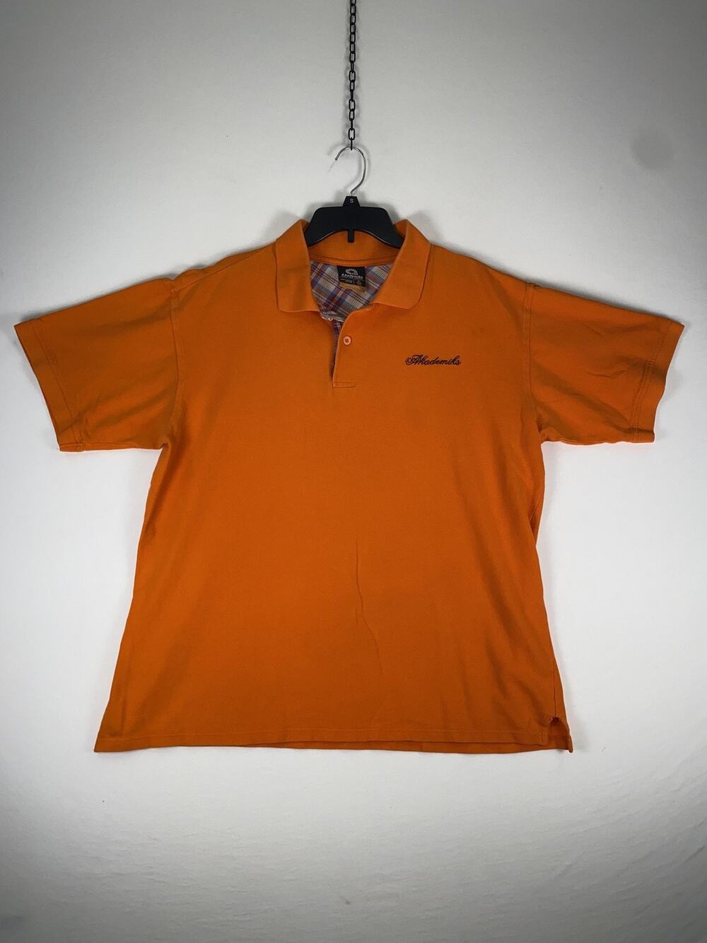 Akademiks Polo Shirt Mens XL Orange 100% Cotton Knit Short Sleeve Logo Casual